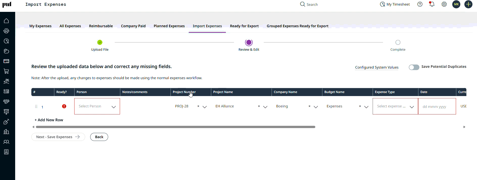 demo of CSV Import View Customization including moving and resizing columns
