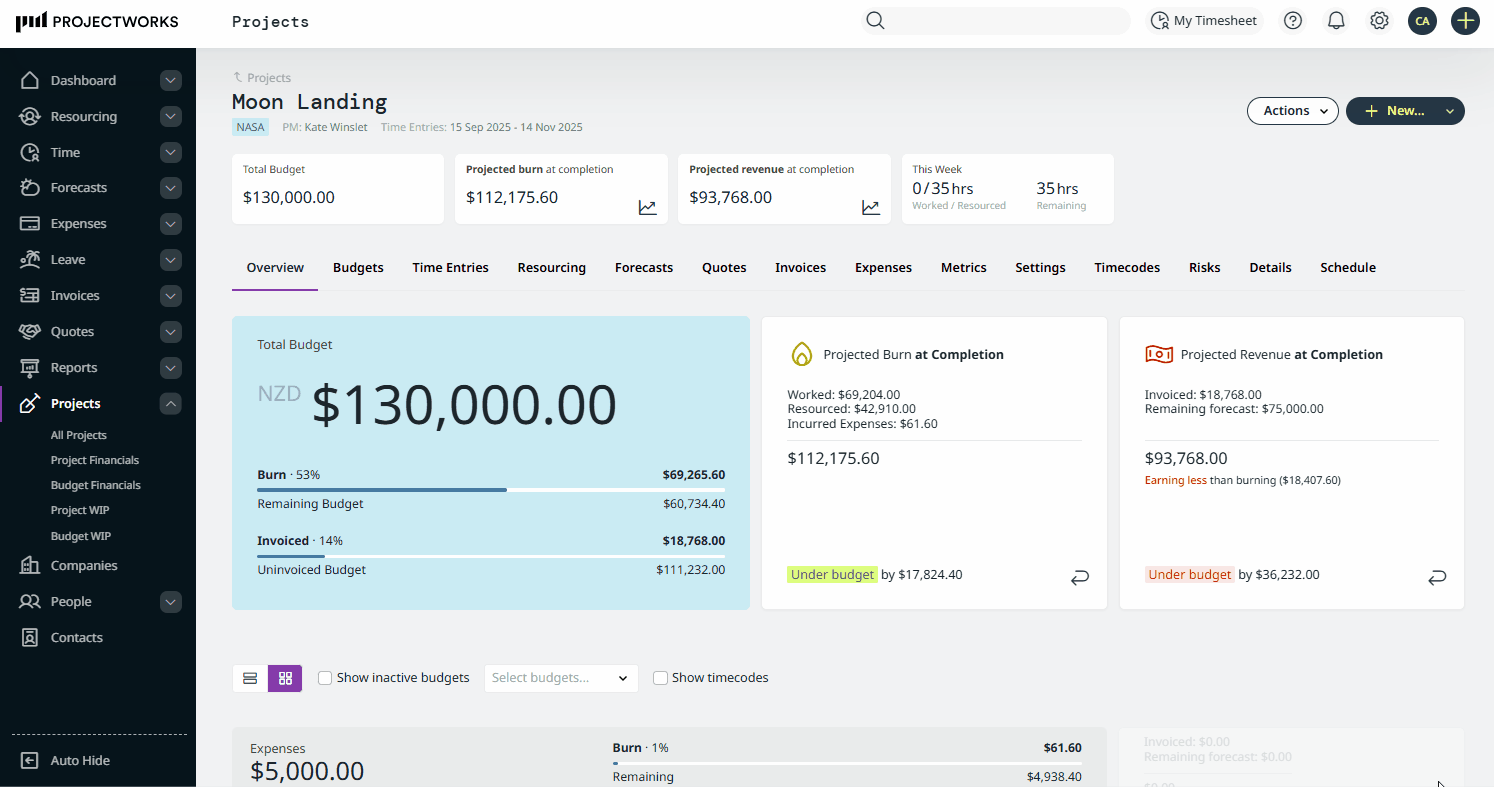 add resourcing pop up on project level