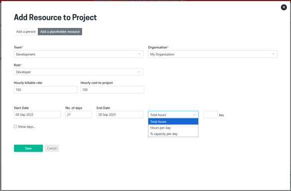 placeholder resource with fields filled out