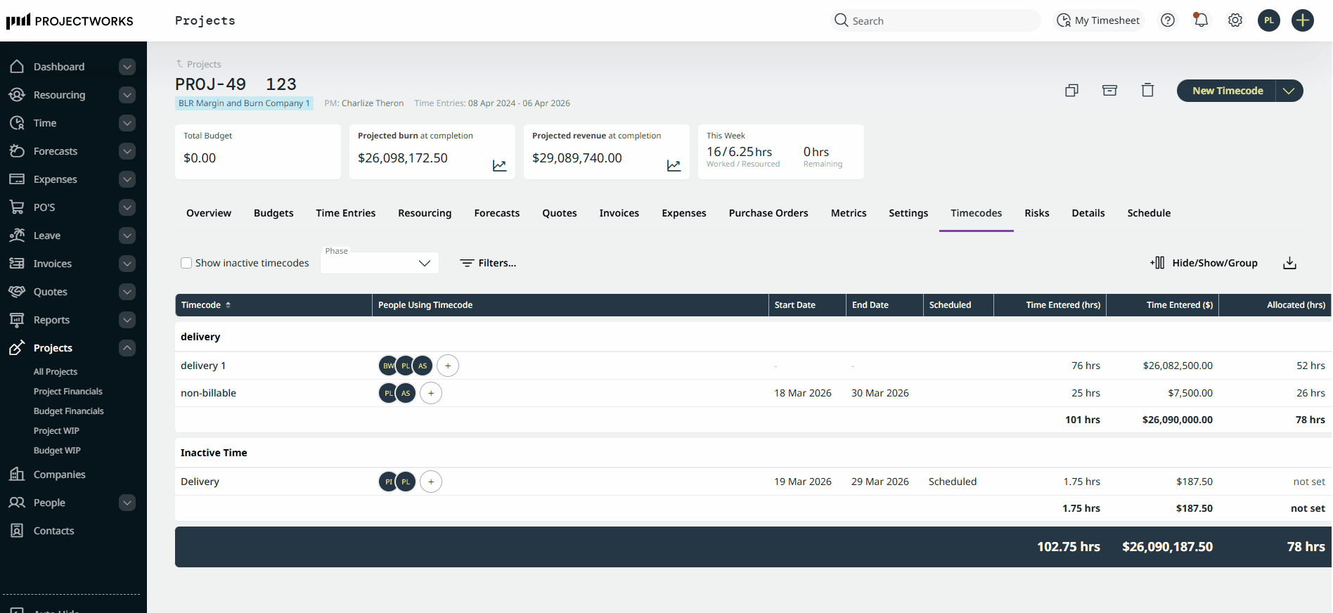 show assigned timecodes 2